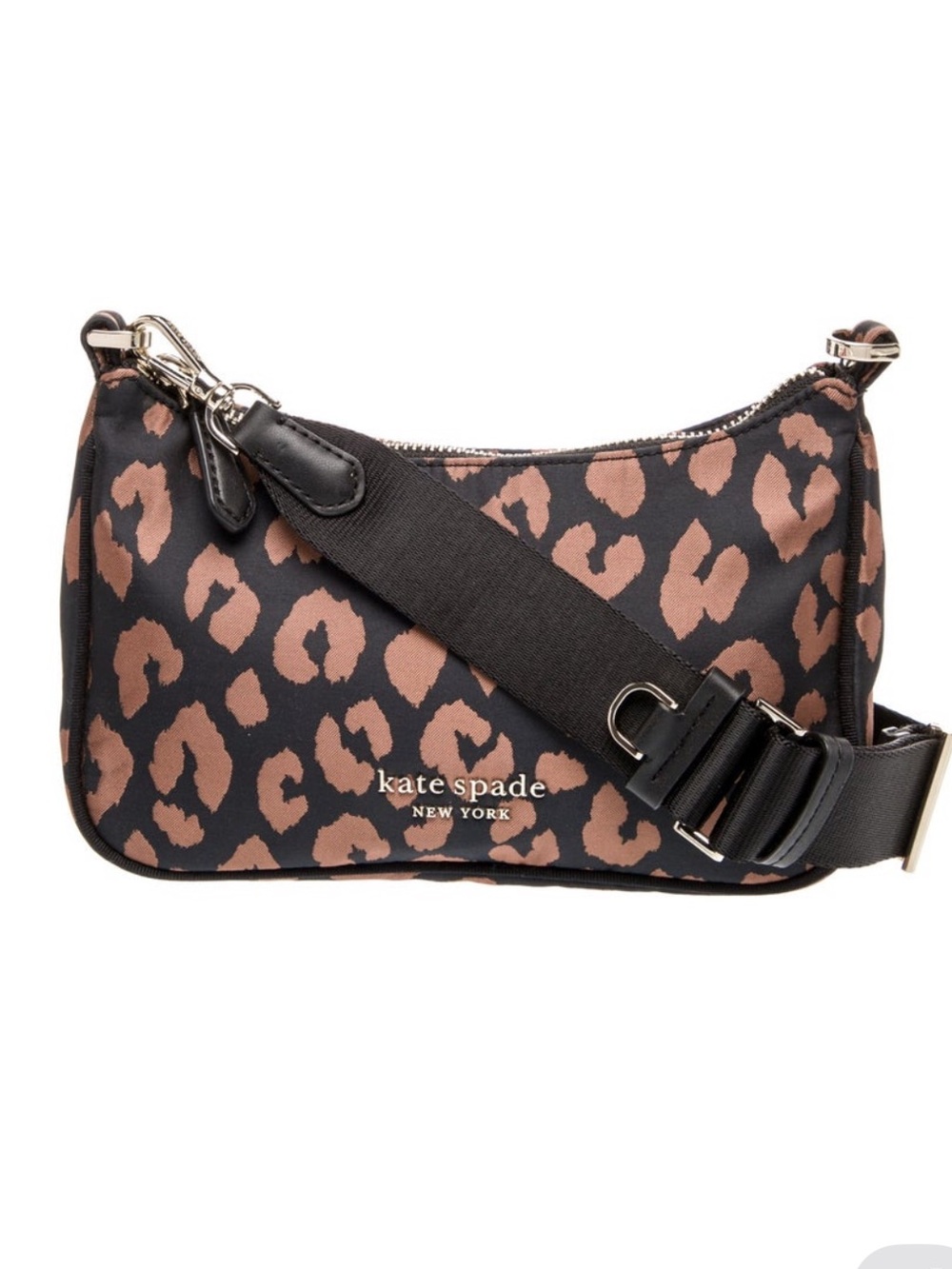 kate spade Black and Brown Leopard-Print Crossbody